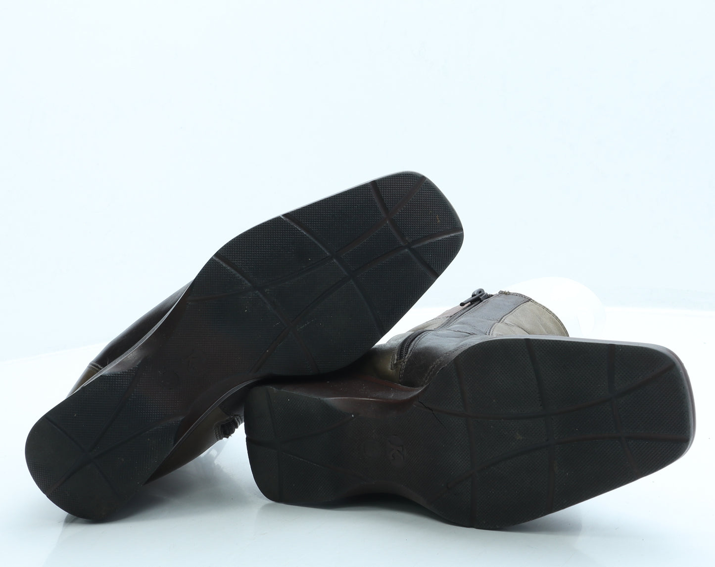 K Shoes Womens Brown Colourblock Leather Bootie Boot UK 6