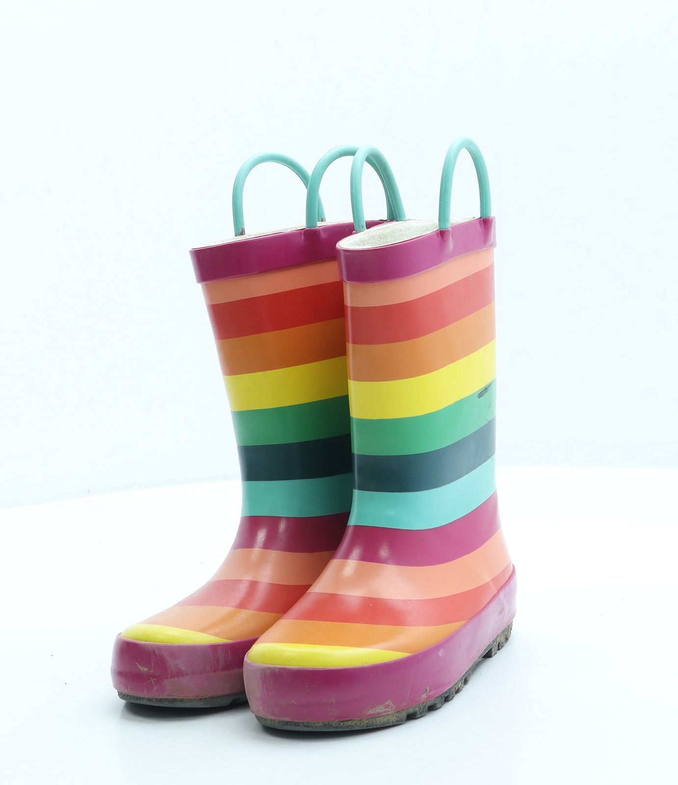 NEXT Girls Multicoloured Striped Rubber Wellies Boot UK 10