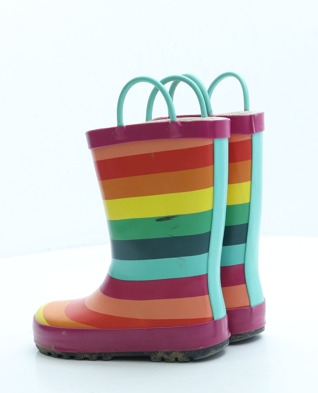 NEXT Girls Multicoloured Striped Rubber Wellies Boot UK 10