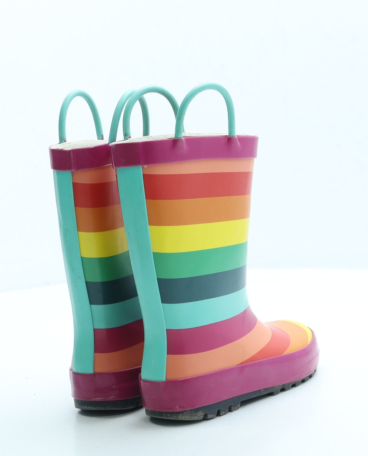 NEXT Girls Multicoloured Striped Rubber Wellies Boot UK 10
