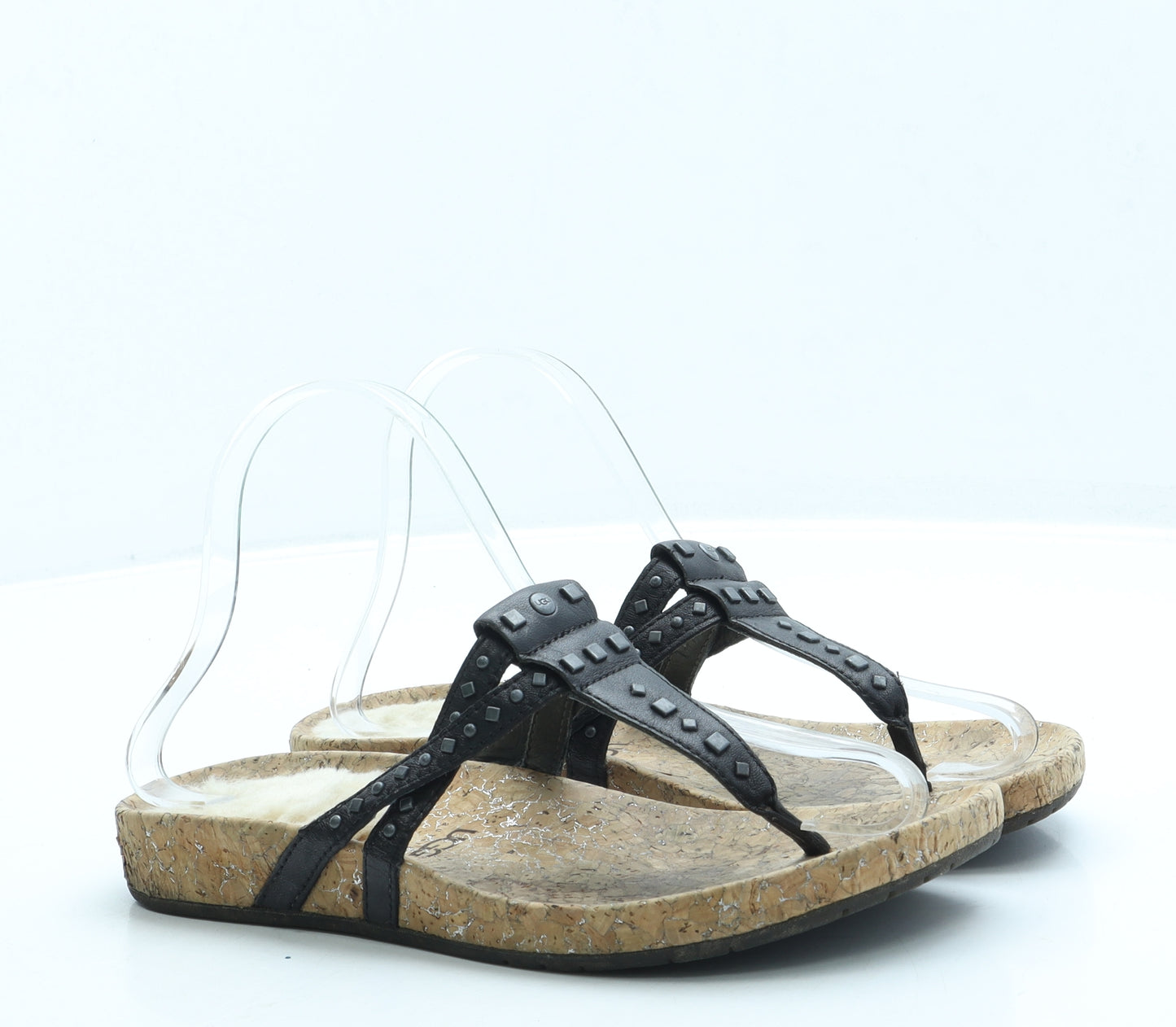 UGG Womens Black Leather Thong Sandal UK 7