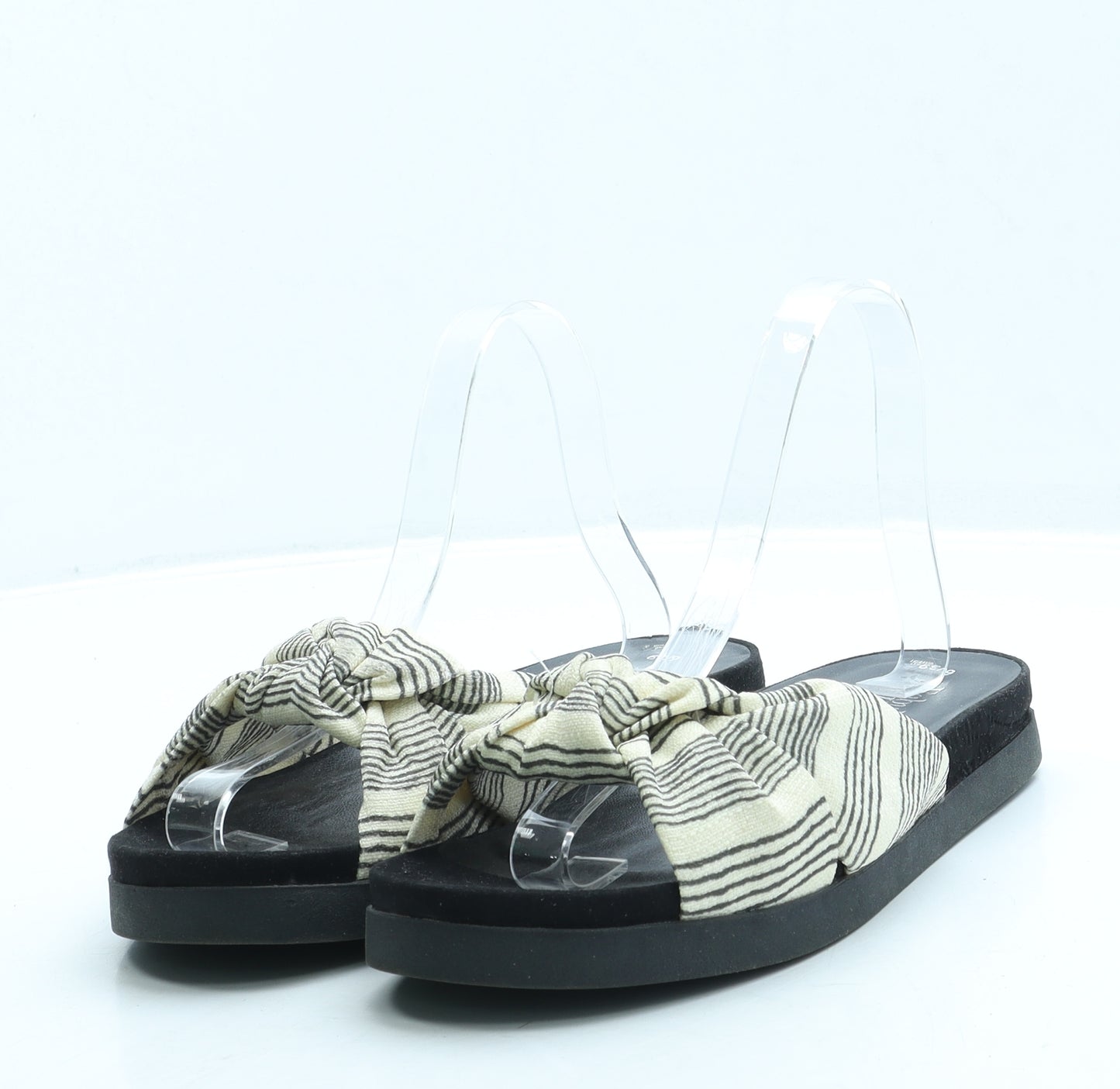 George Womens Beige Striped Polyester Slip On Sandal UK 6 39