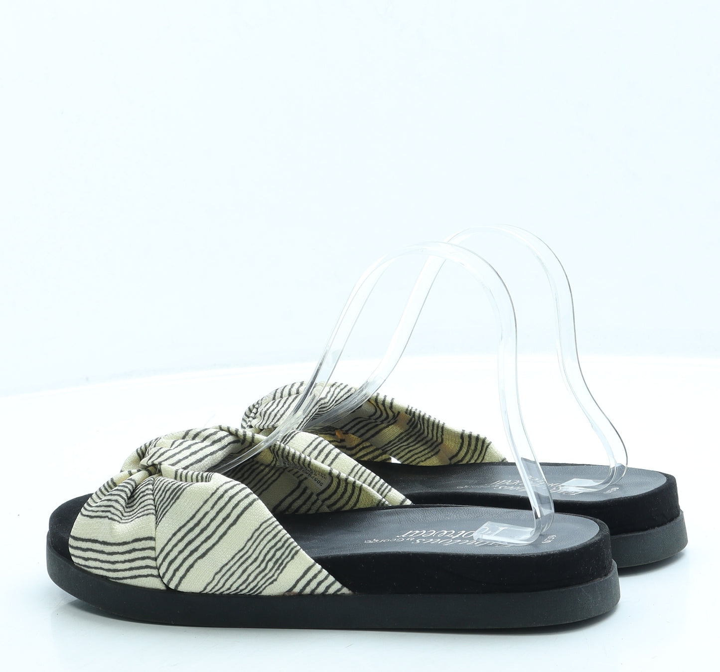 George Womens Beige Striped Polyester Slip On Sandal UK 6 39