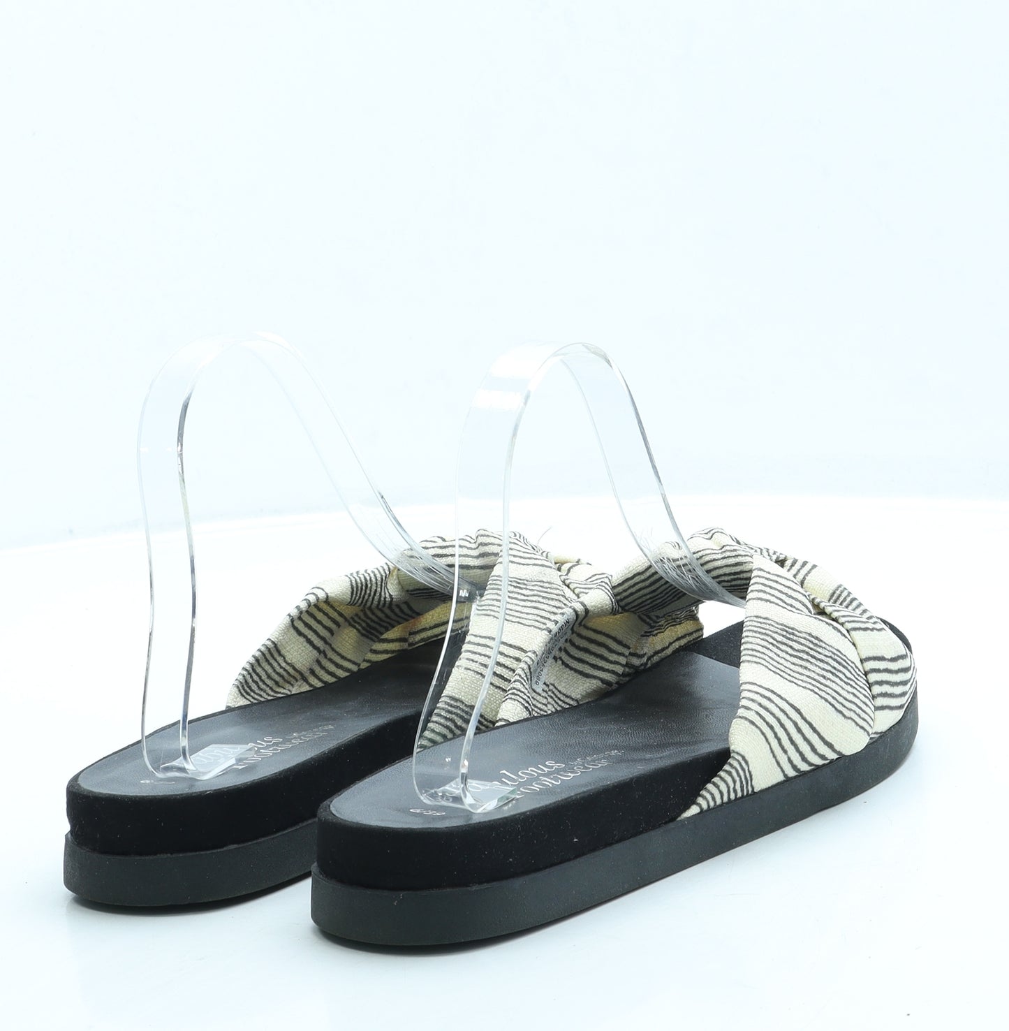 George Womens Beige Striped Polyester Slip On Sandal UK 6 39