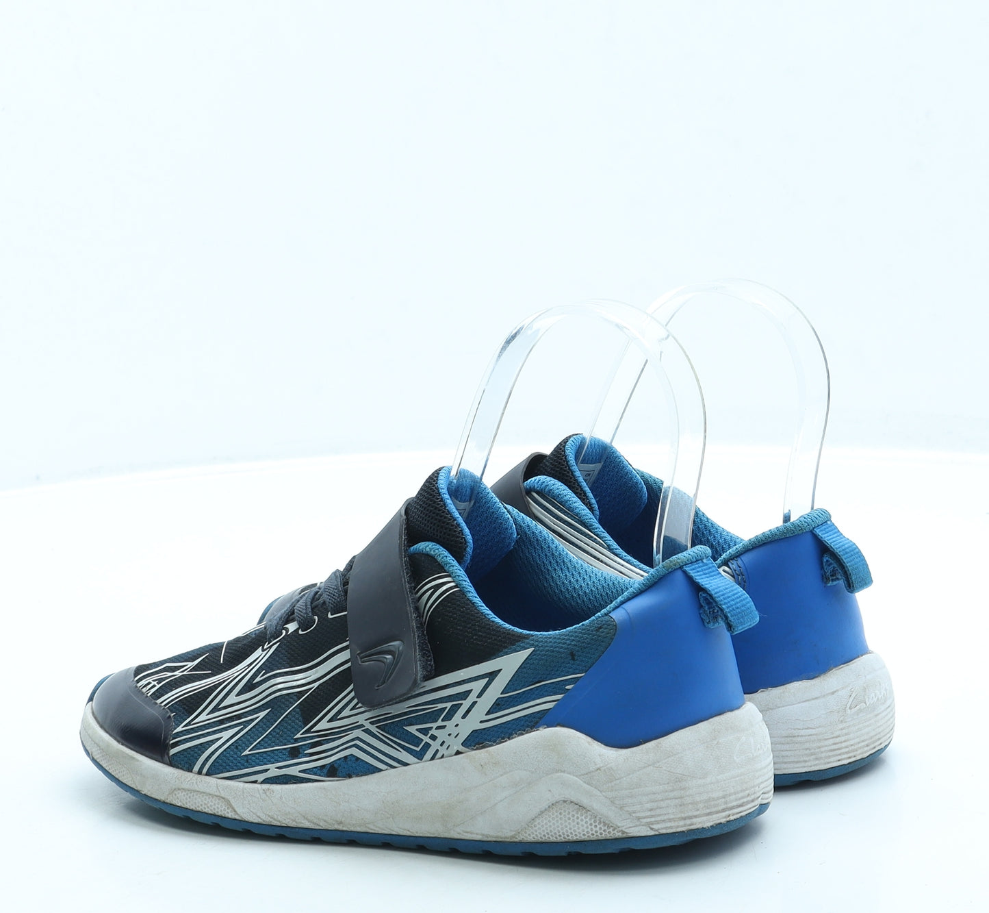 Clarks Boys Blue Geometric Leather Trainer UK 13.5