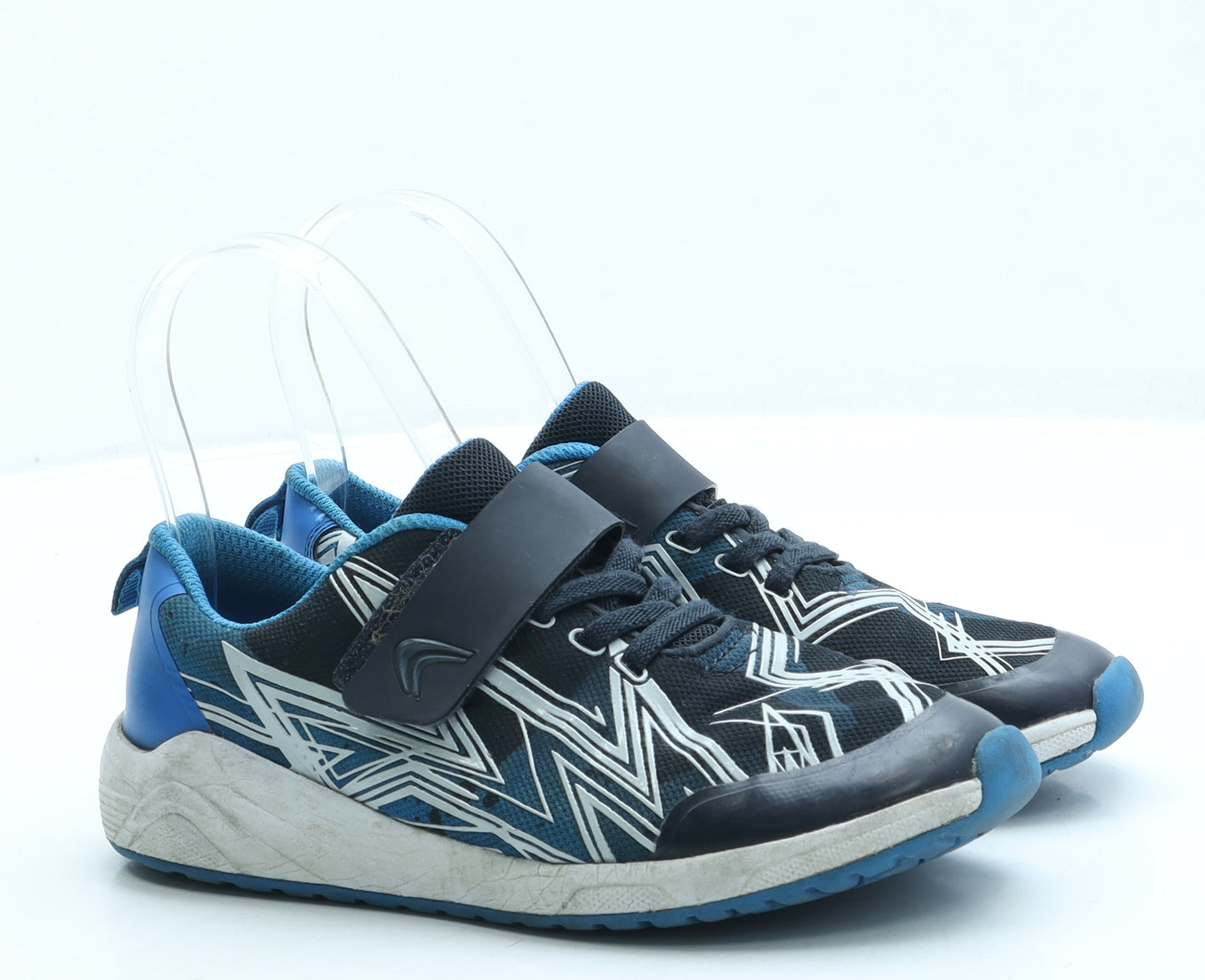 Clarks Boys Blue Geometric Leather Trainer UK 13.5