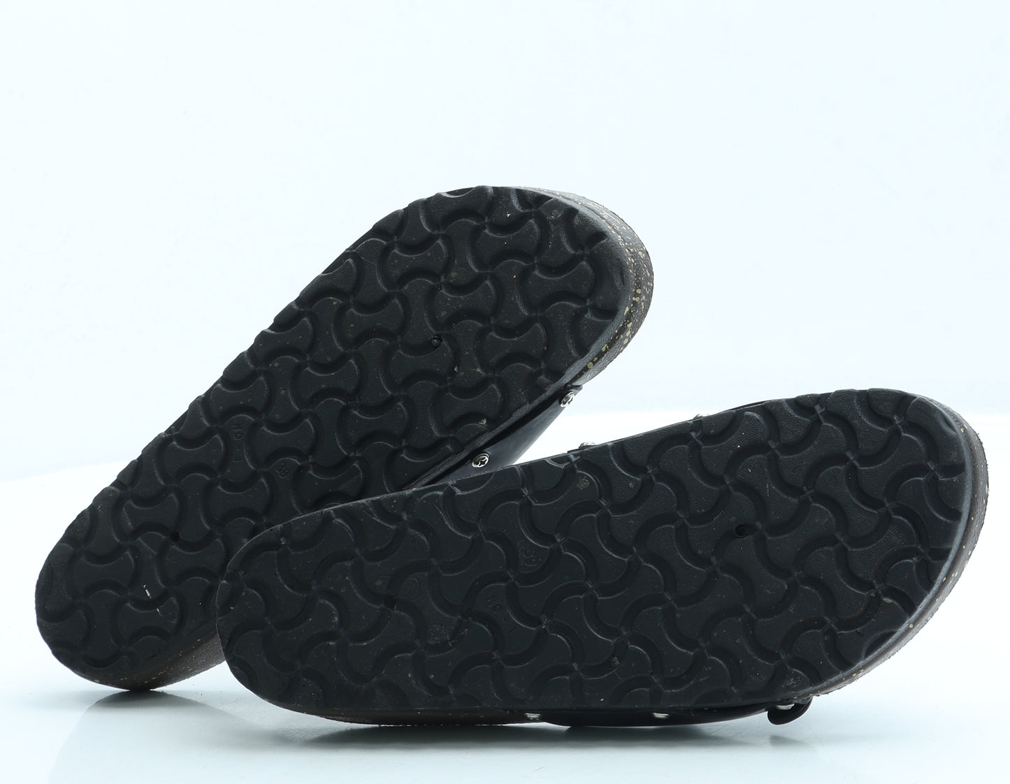 Heavenly Feet Womens Black Leather Slip On Sandal UK 6 39