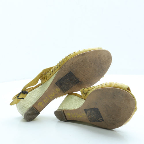 Fat Face Womens Yellow Leather Slingback Heel UK 5 38