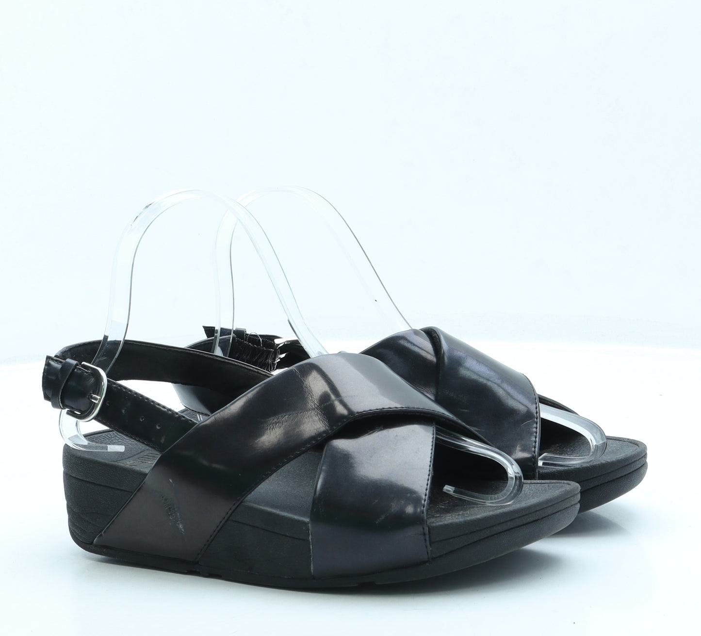 FitFlop Womens Black Leather Slingback Flat UK 3