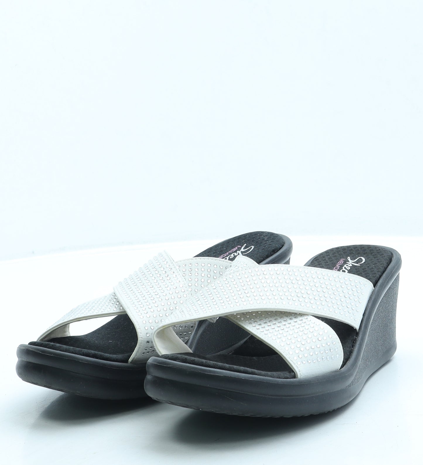 Skechers Womens White Polyester Slip On Sandal UK 8