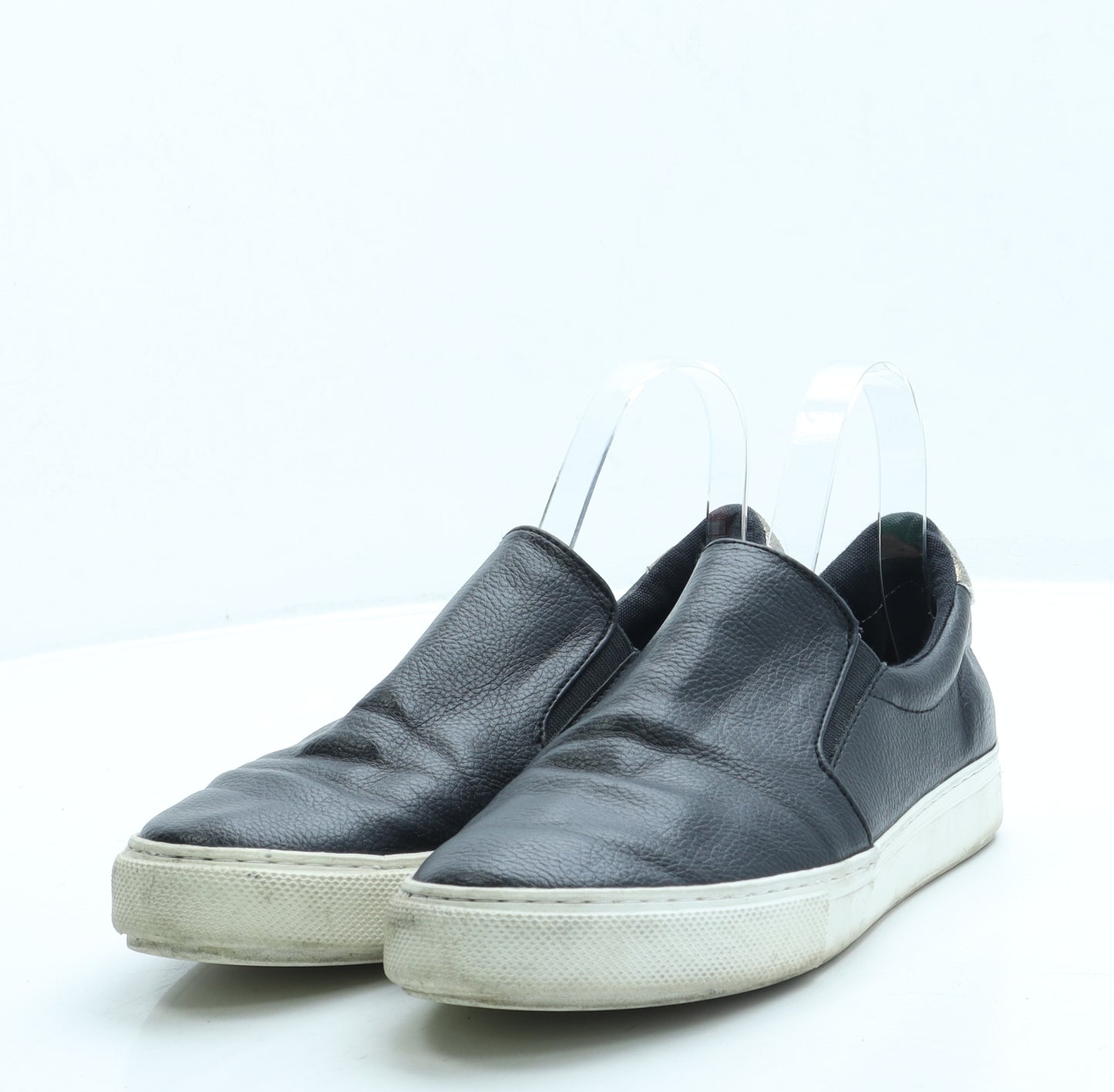 Preworn Womens Black Leather Slip On Flat UK 6.5 40