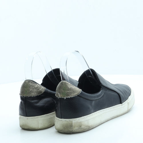 Preworn Womens Black Leather Slip On Flat UK 6.5 40