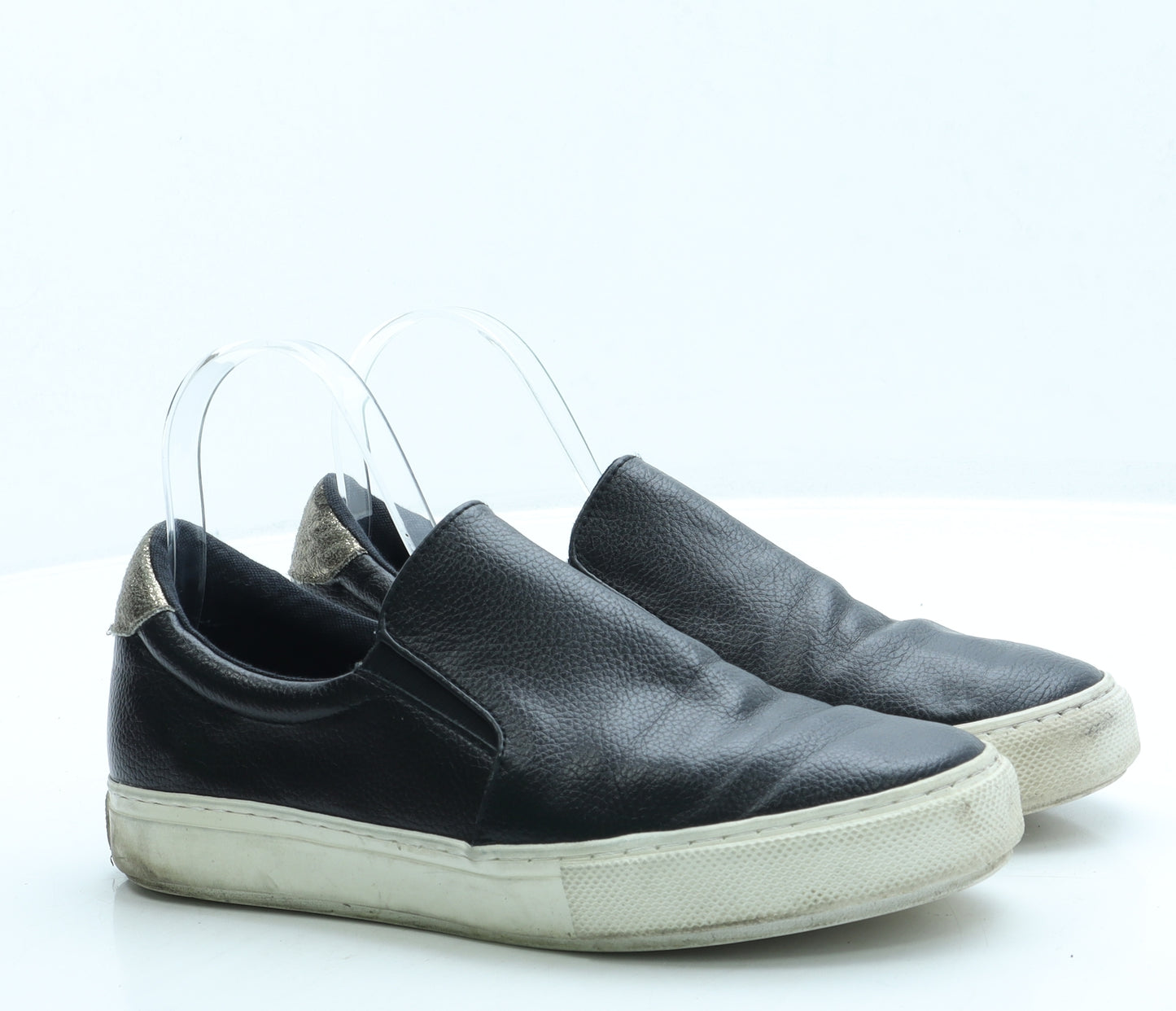 Preworn Womens Black Leather Slip On Flat UK 6.5 40