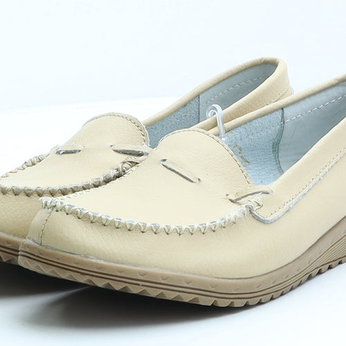 Clifford James Womens Beige Leather Boat Shoe Flat UK 6 39