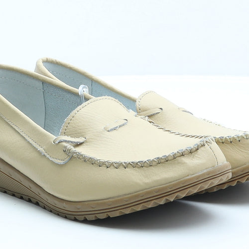 Clifford James Womens Beige Leather Boat Shoe Flat UK 6 39