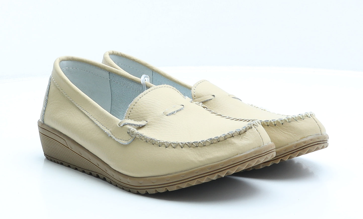 Clifford James Womens Beige Leather Boat Shoe Flat UK 6 39