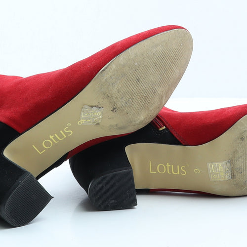 Lotus Womens Red Colourblock Polyester Bootie Boot UK 6