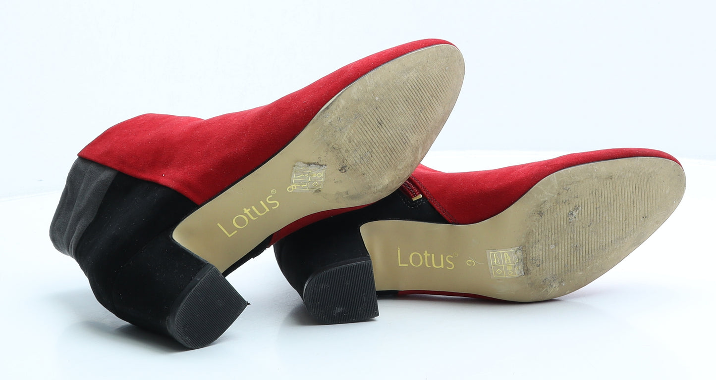 Lotus Womens Red Colourblock Polyester Bootie Boot UK 6