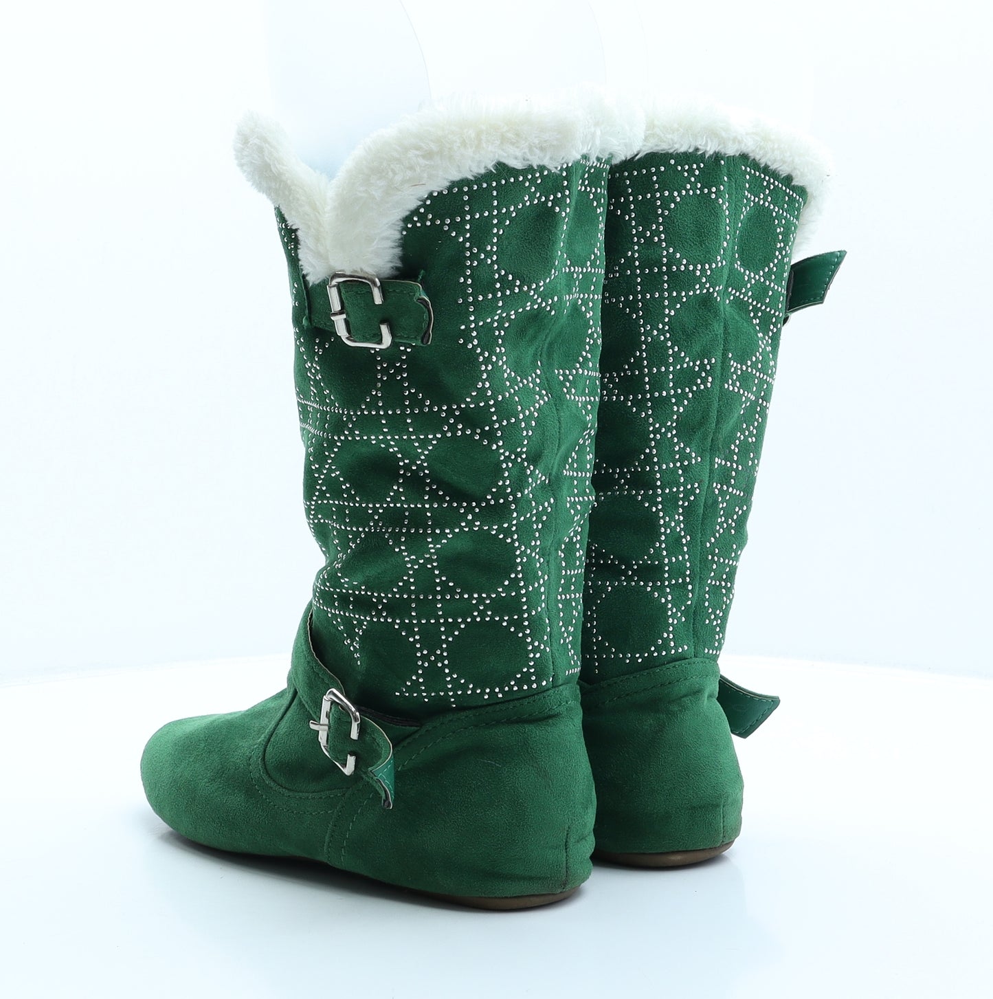 Rita Womens Green Geometric Suede Biker Boot UK 7 41