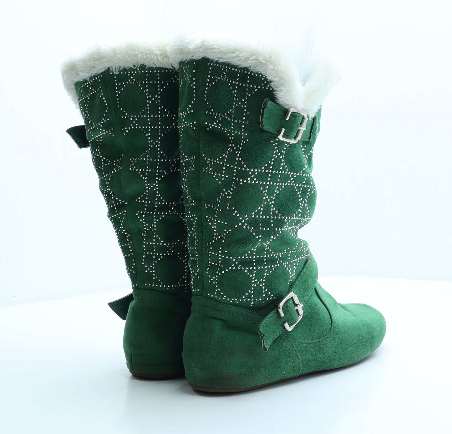 Rita Womens Green Geometric Suede Biker Boot UK 7 41