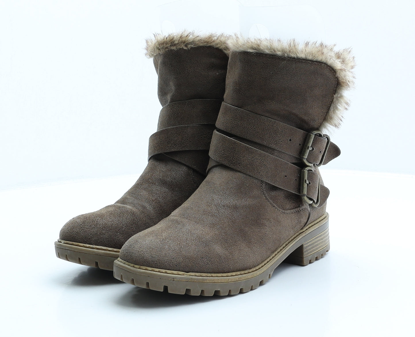 Preworn Womens Brown Polyester Shearling Style Boot UK 5