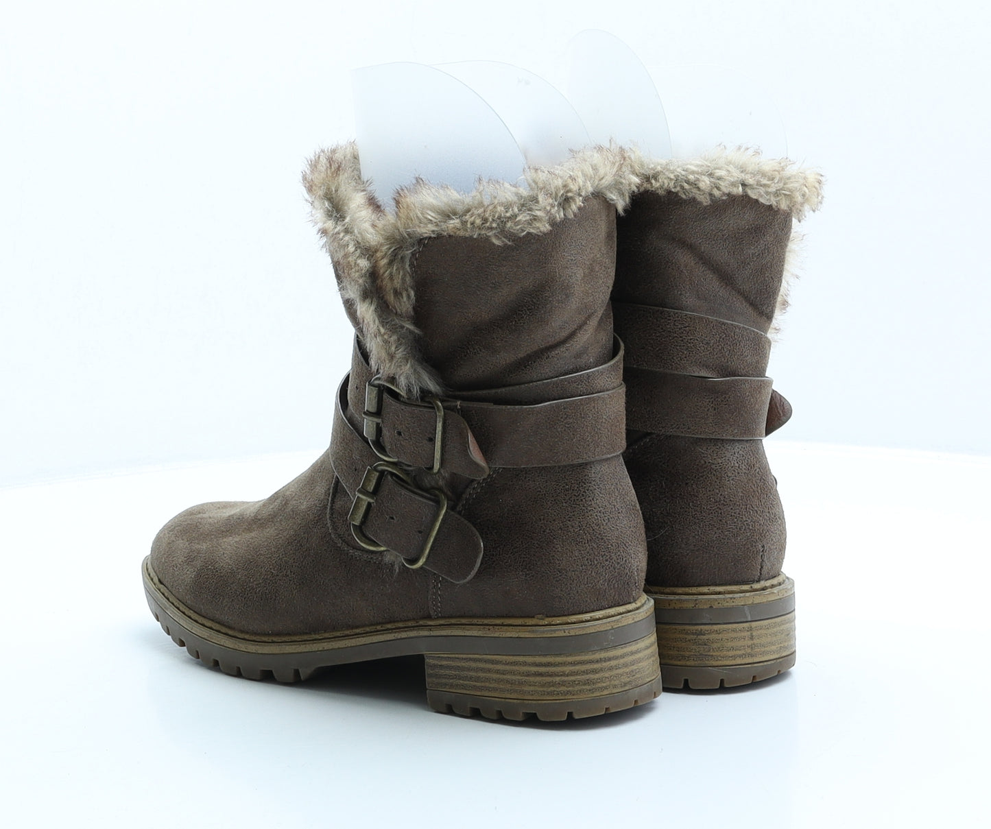Preworn Womens Brown Polyester Shearling Style Boot UK 5