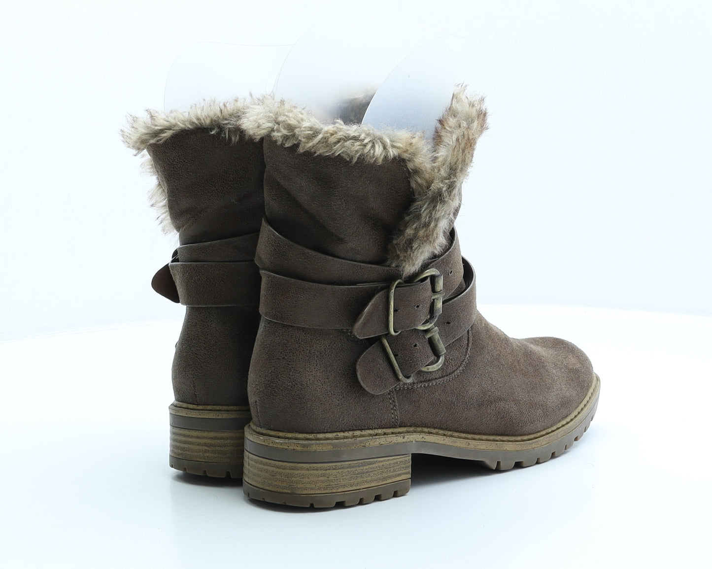 Preworn Womens Brown Polyester Shearling Style Boot UK 5