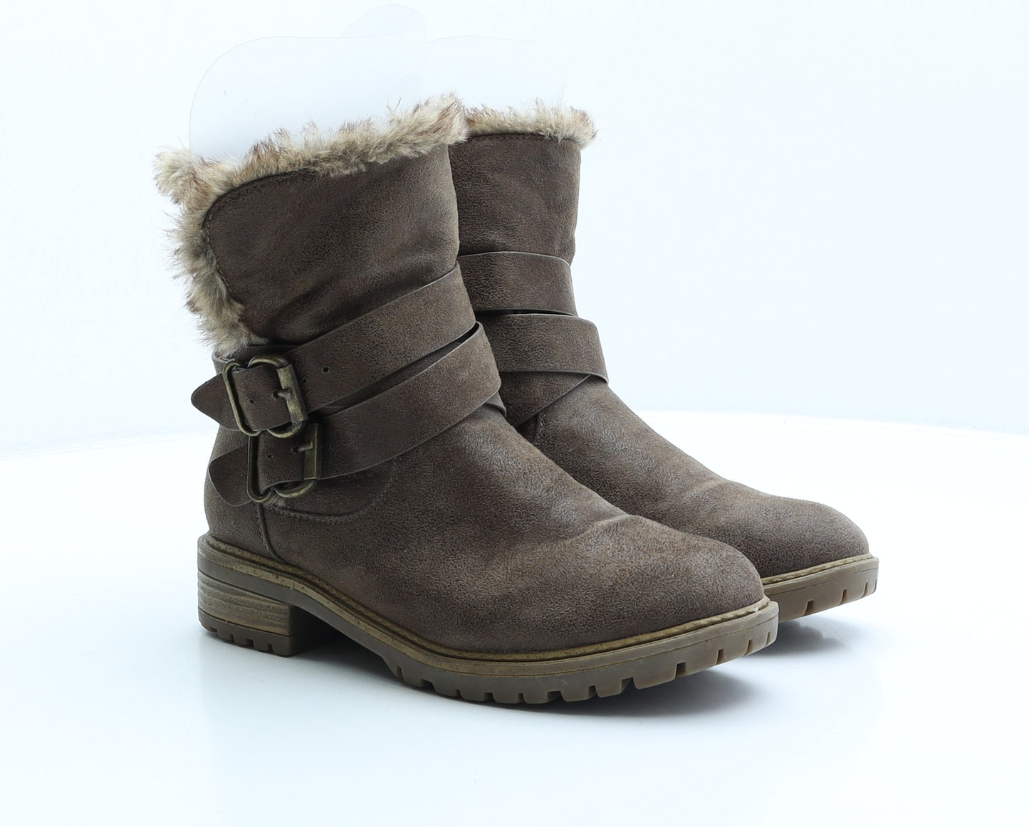 Preworn Womens Brown Polyester Shearling Style Boot UK 5