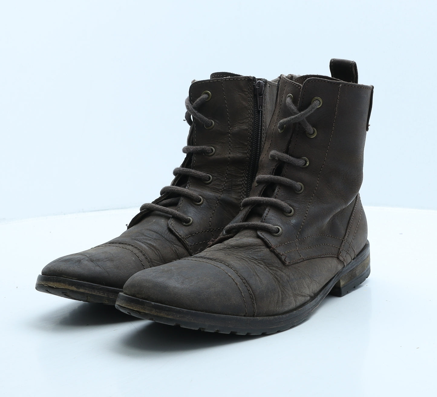 Crafted Mens Brown Leather Biker Boot UK 10