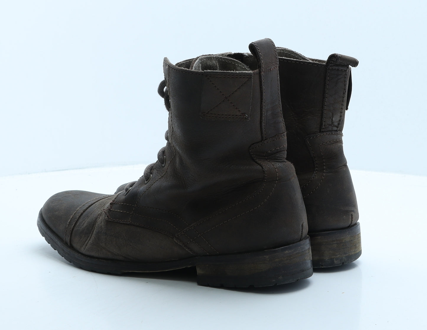 Crafted Mens Brown Leather Biker Boot UK 10