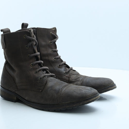 Crafted Mens Brown Leather Biker Boot UK 10