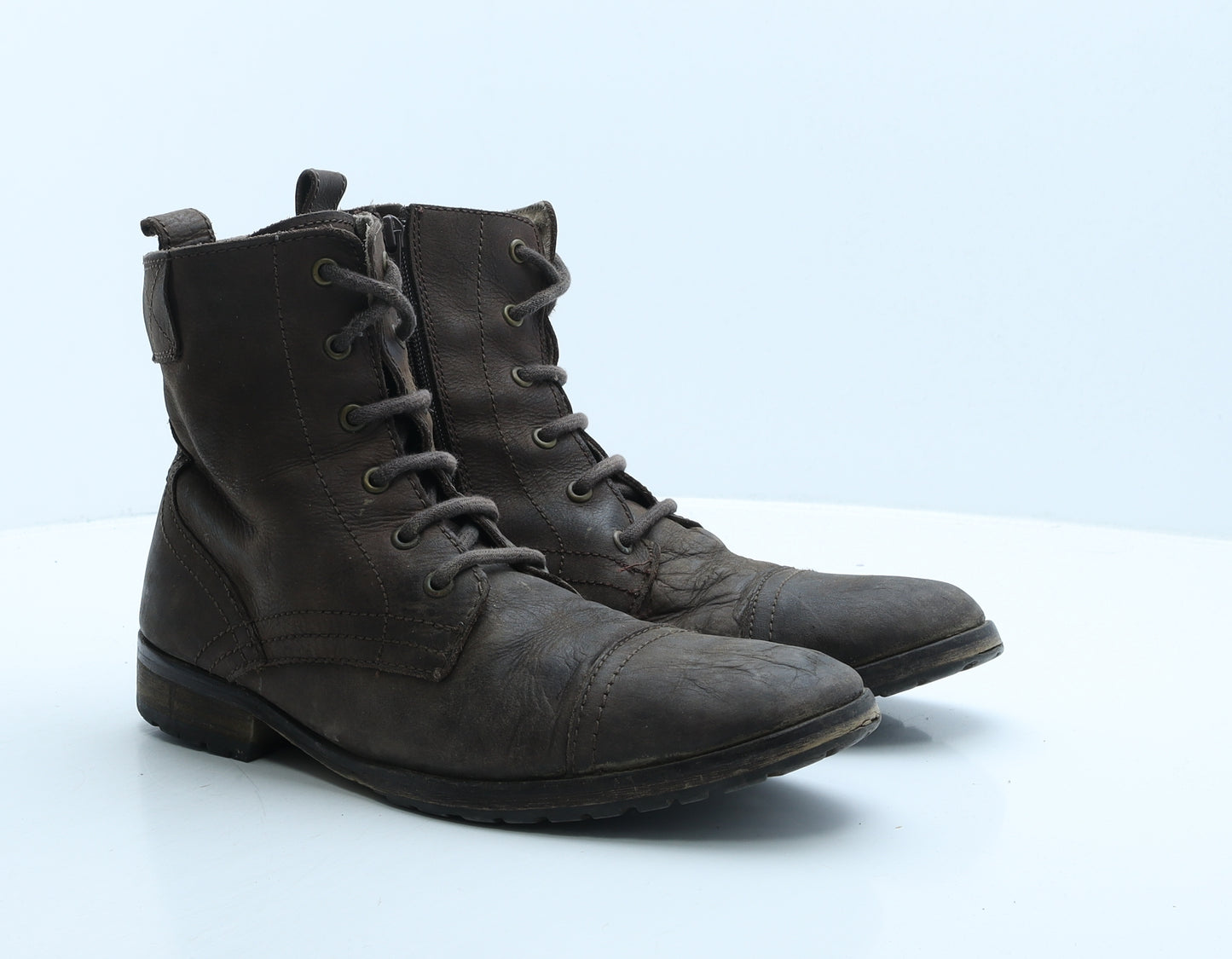 Crafted Mens Brown Leather Biker Boot UK 10