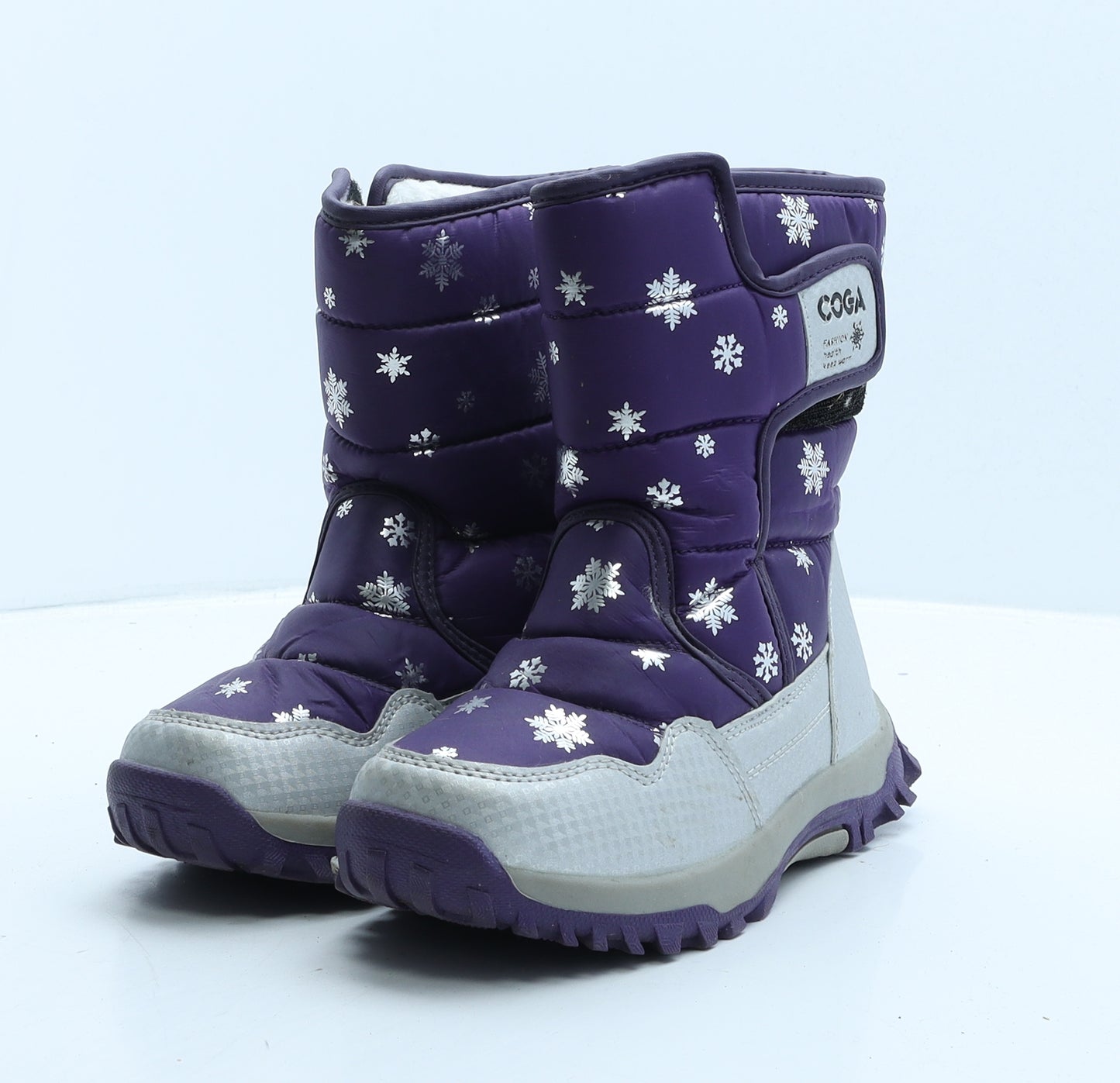 Coga Girls Purple Colourblock Synthetic Snow Boot Boot UK 1.5 35 - Snowflakes