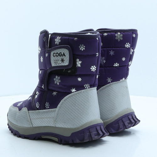 Coga Girls Purple Colourblock Synthetic Snow Boot Boot UK 1.5 35 - Snowflakes