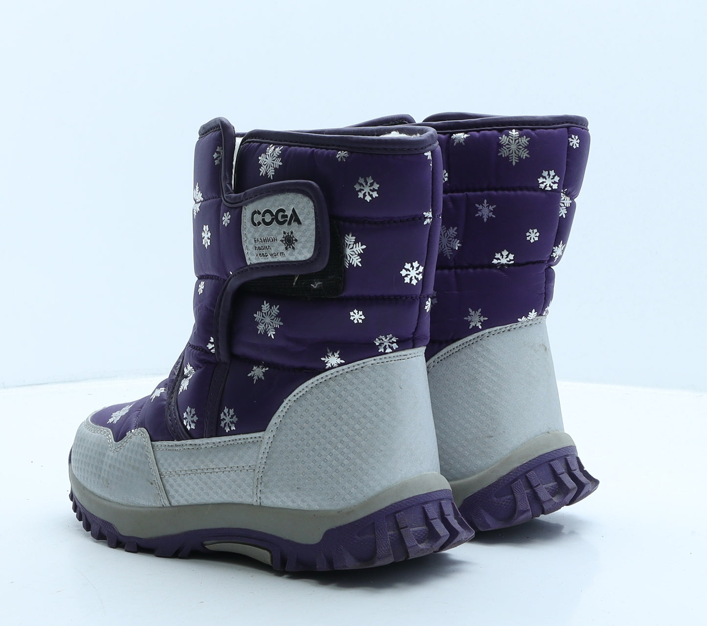 Coga Girls Purple Colourblock Synthetic Snow Boot Boot UK 1.5 35 - Snowflakes