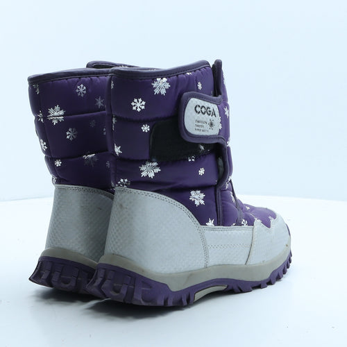 Coga Girls Purple Colourblock Synthetic Snow Boot Boot UK 1.5 35 - Snowflakes