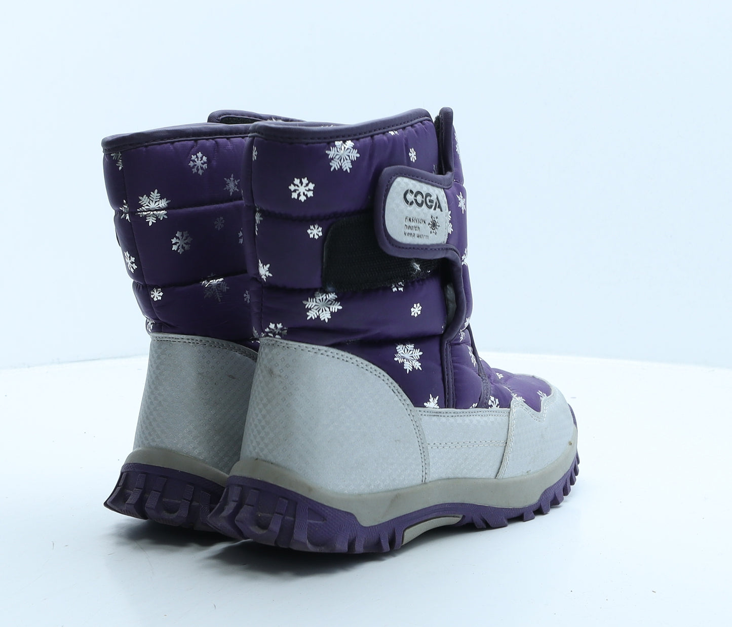 Coga Girls Purple Colourblock Synthetic Snow Boot Boot UK 1.5 35 - Snowflakes