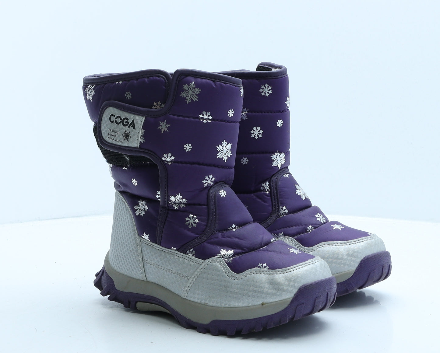Coga Girls Purple Colourblock Synthetic Snow Boot Boot UK 1.5 35 - Snowflakes