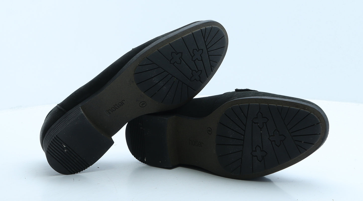 Hotter Womens Black Leather Loafer Casual UK 6 - Chain Detail