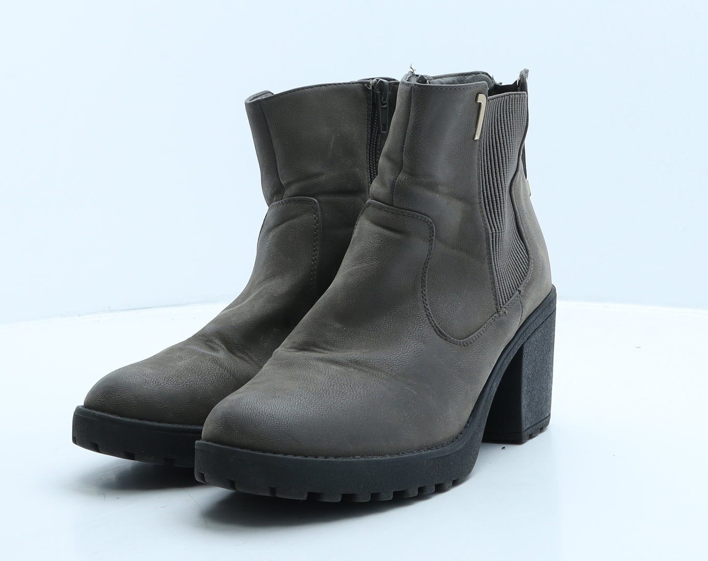 Peacocks Womens Brown Leather Bootie Boot UK 7