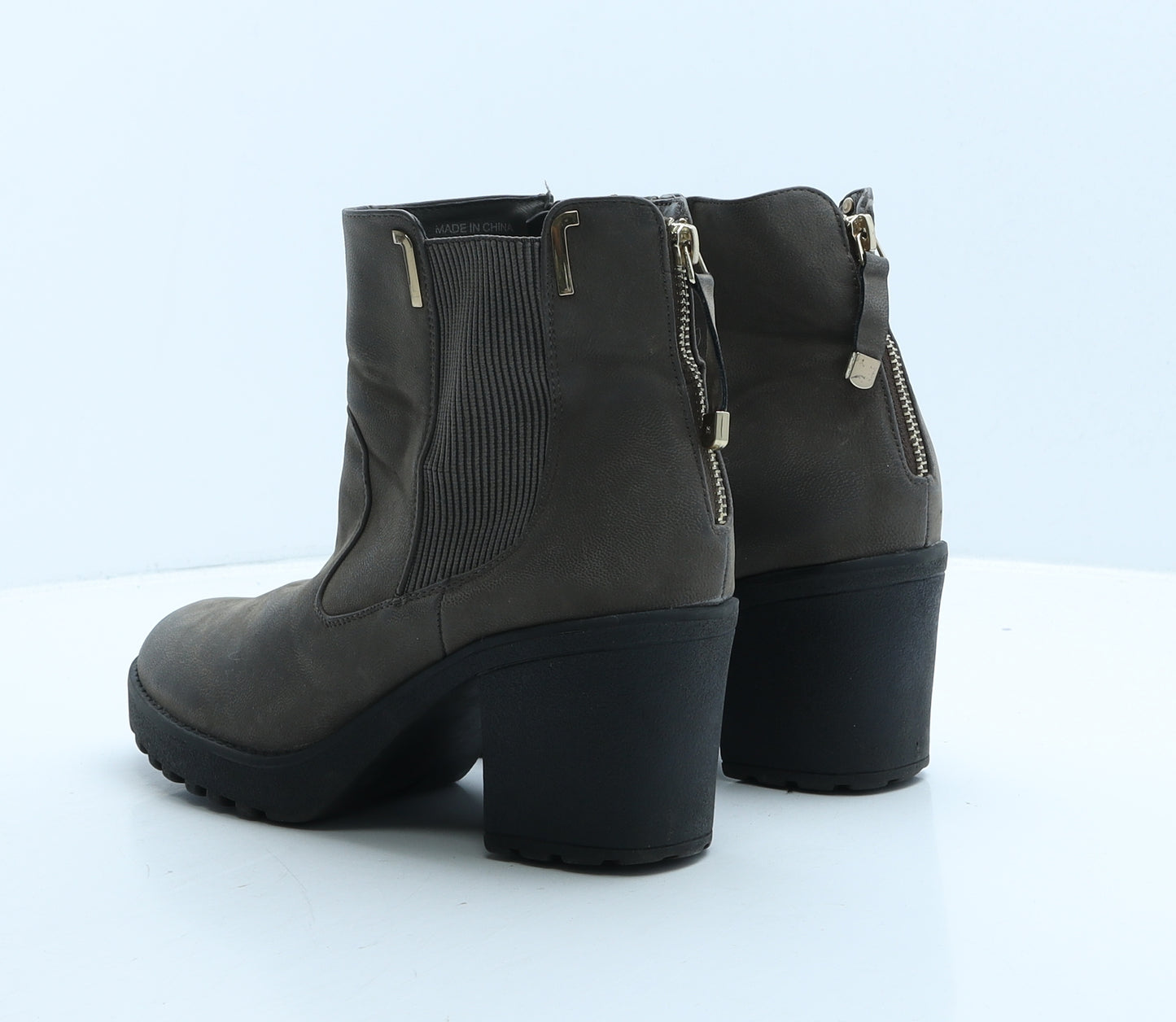 Peacocks Womens Brown Leather Bootie Boot UK 7