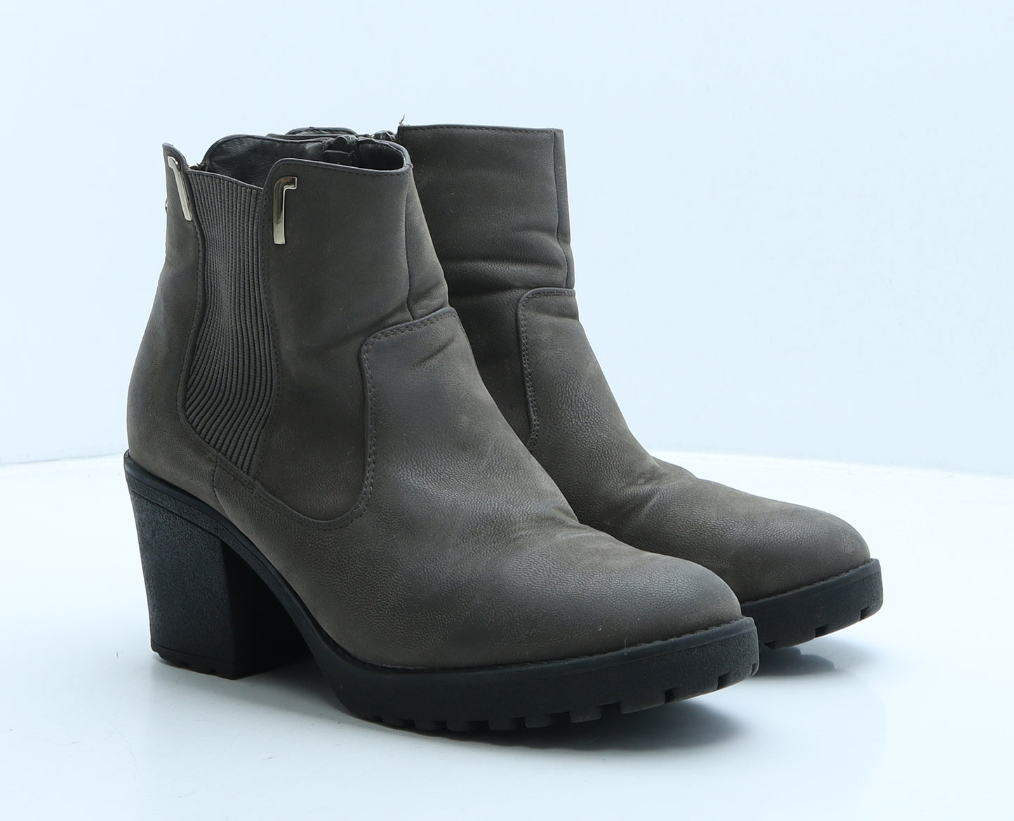 Peacocks Womens Brown Leather Bootie Boot UK 7