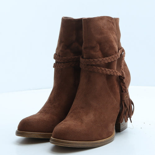 F&F Womens Brown Suede Bootie Boot UK 3 36