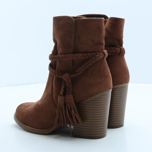 F&F Womens Brown Suede Bootie Boot UK 3 36