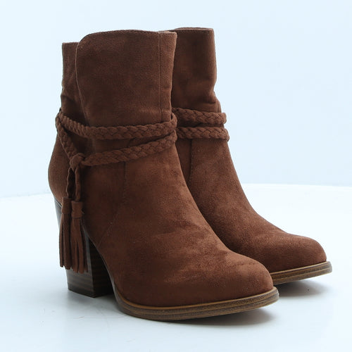 F&F Womens Brown Suede Bootie Boot UK 3 36