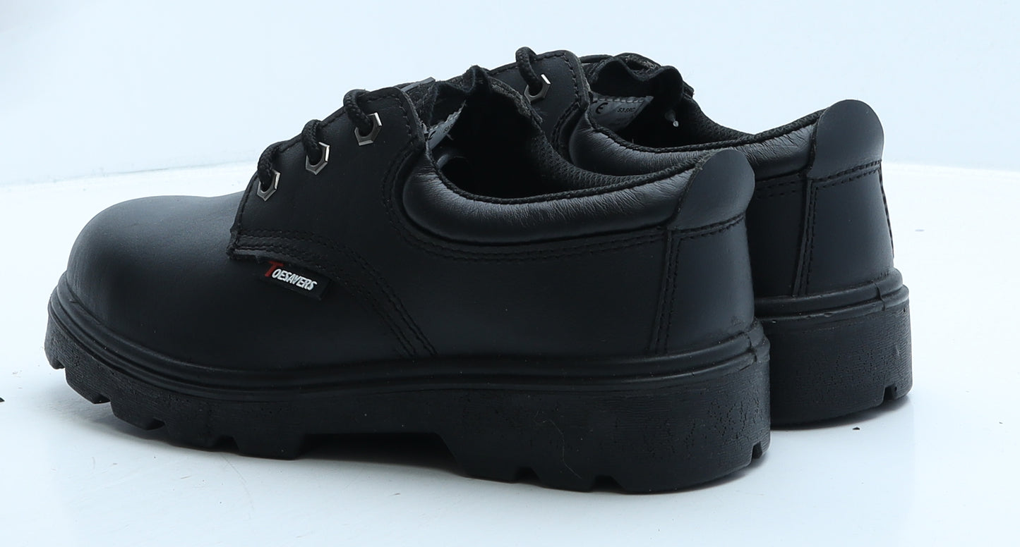 Toesaver Womens Black Leather Trainer Casual UK 4 38 - Work Wear