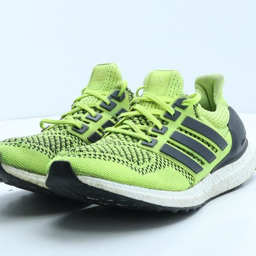 adidas Mens Green Colourblock Fabric Trainer UK 8 42 - Ultra boost