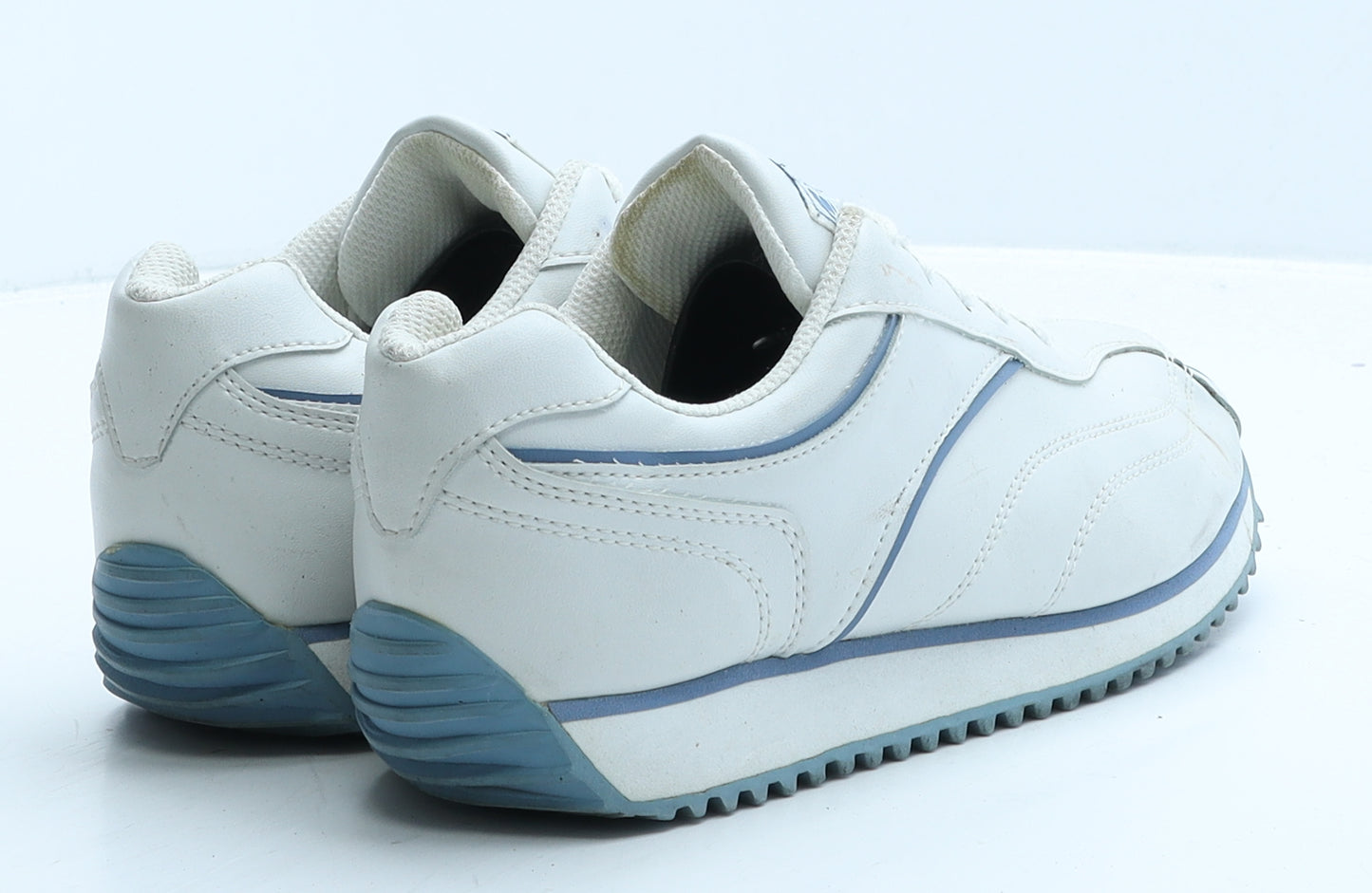 Active Womens White Geometric Leather Trainer UK 4 37