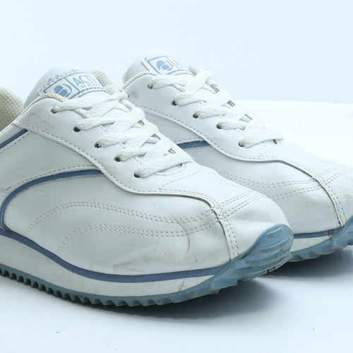 Active Womens White Geometric Leather Trainer UK 4 37