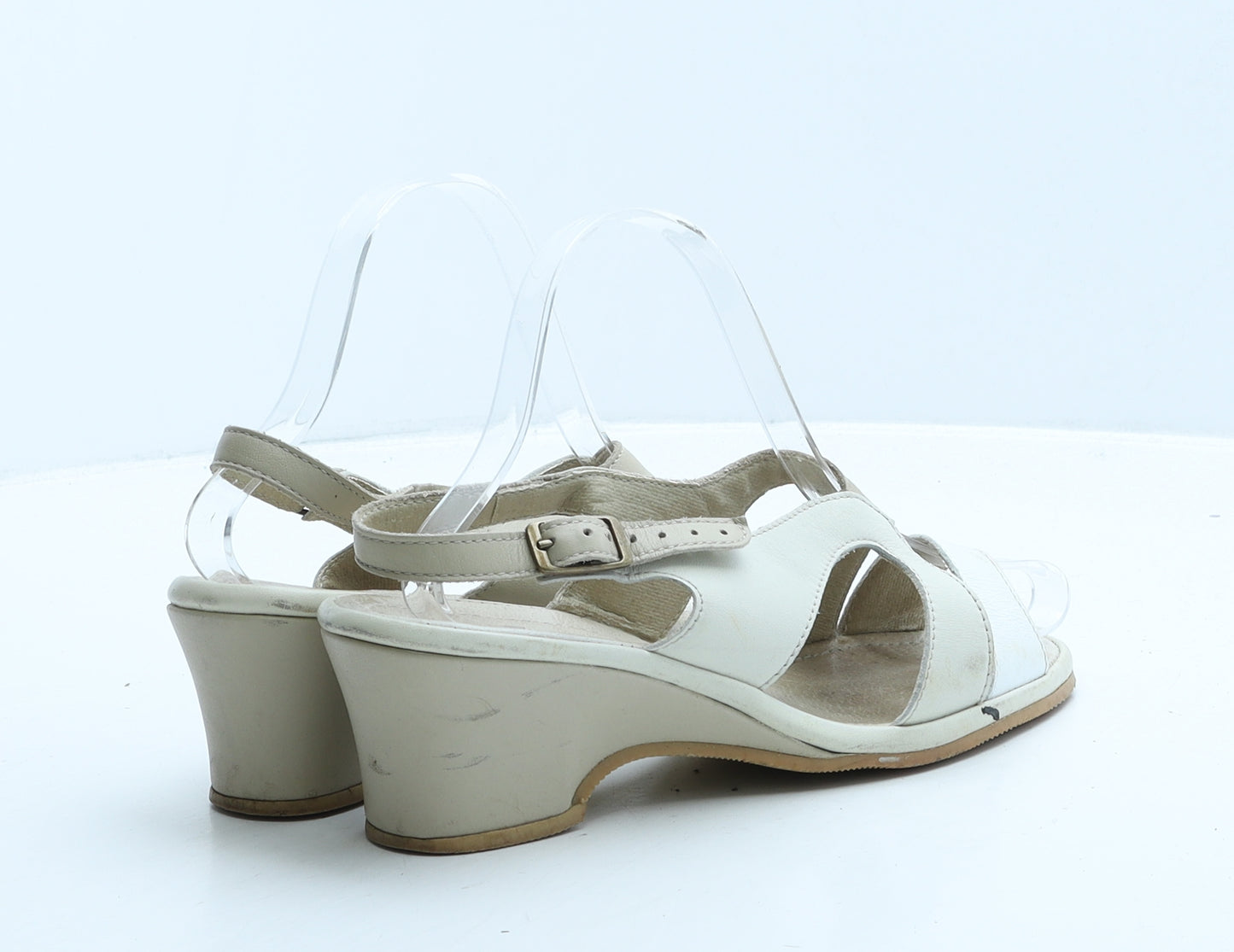 Rohde Womens Beige Colourblock Leather Slingback Heel UK 5